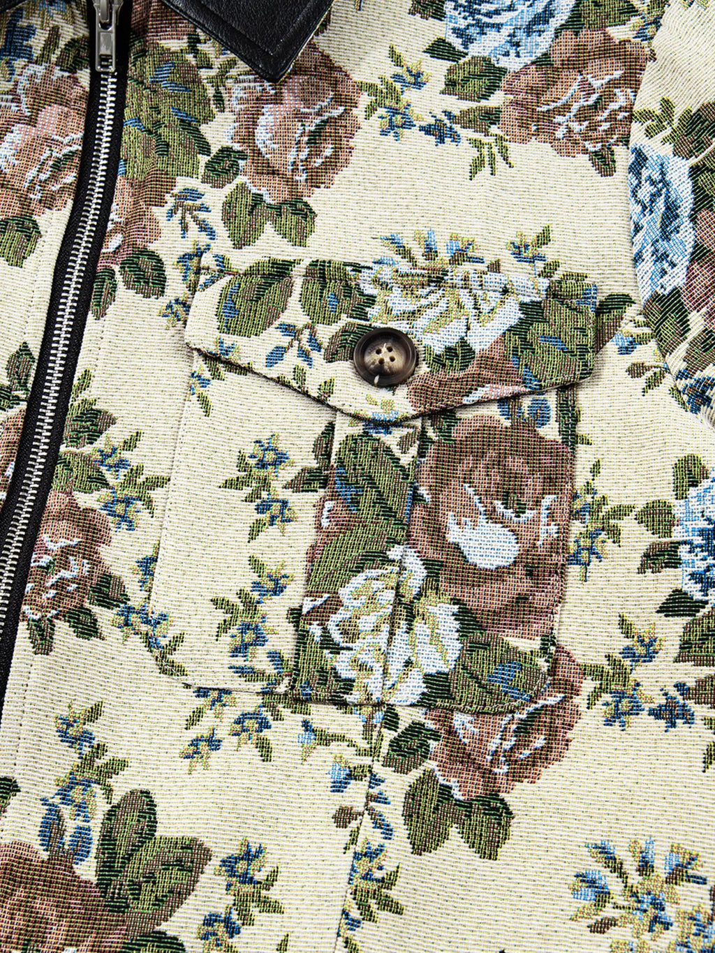 Floral Print Zip Up Contrast Collared Jacket