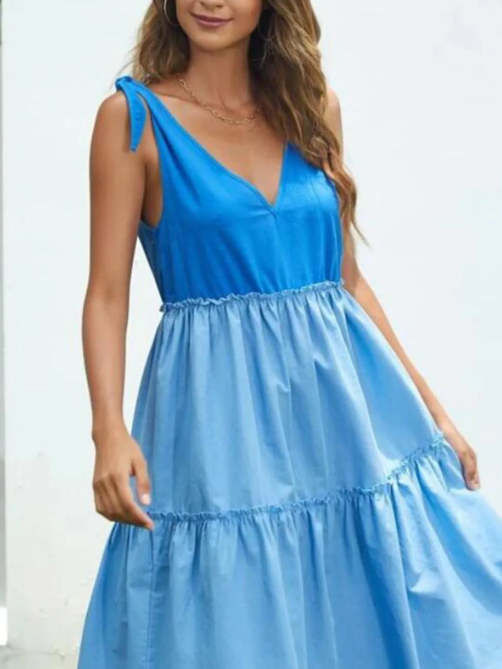 Colorblock Tiered Midi Tank Dress
