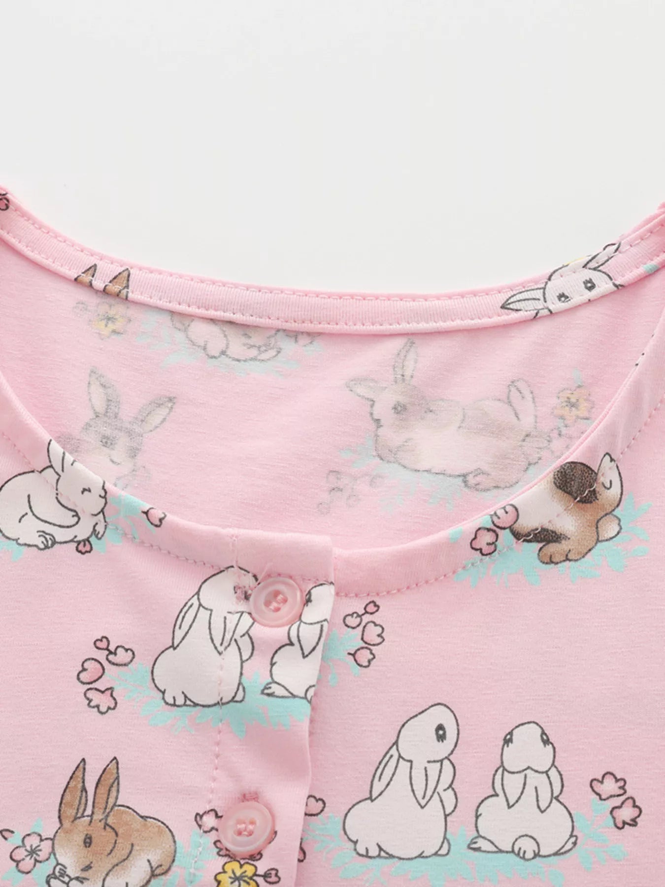 Children's Bunny Print Round Neck Casual Dress