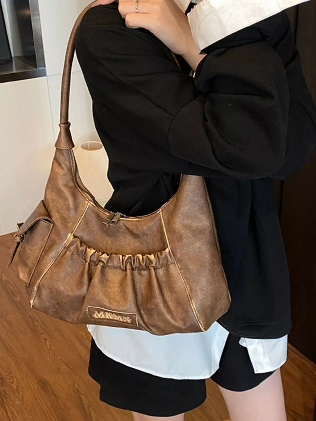 Vintage Ruched Hobo Shoulder Bag