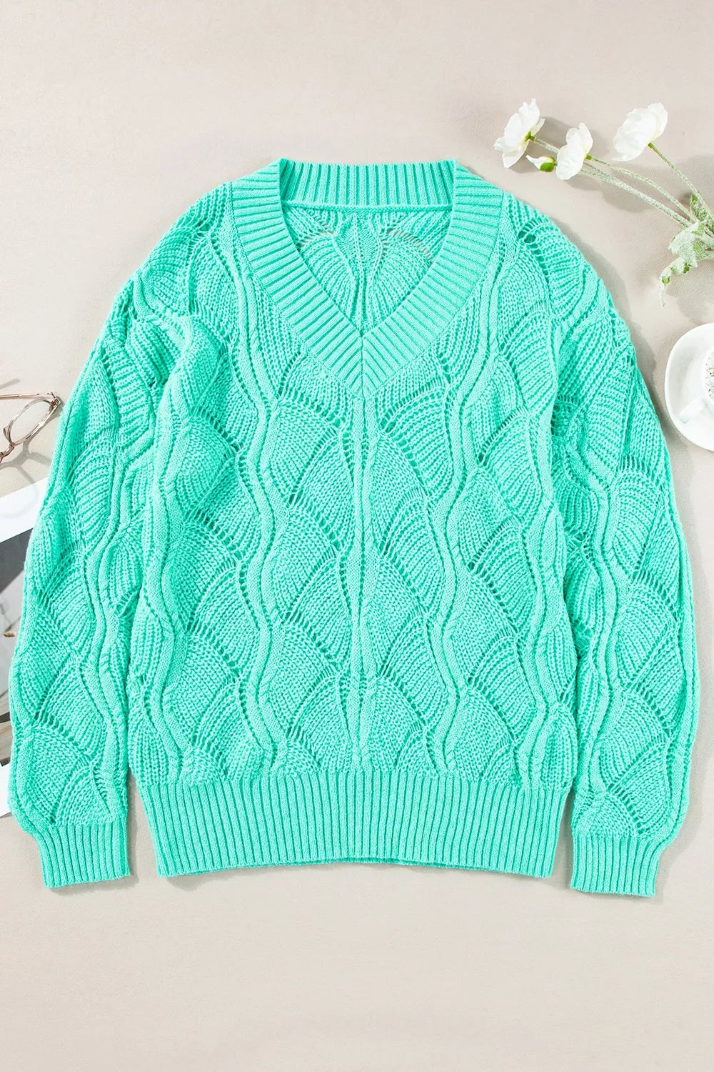 Elegant Texture V-Neck Knit Top
