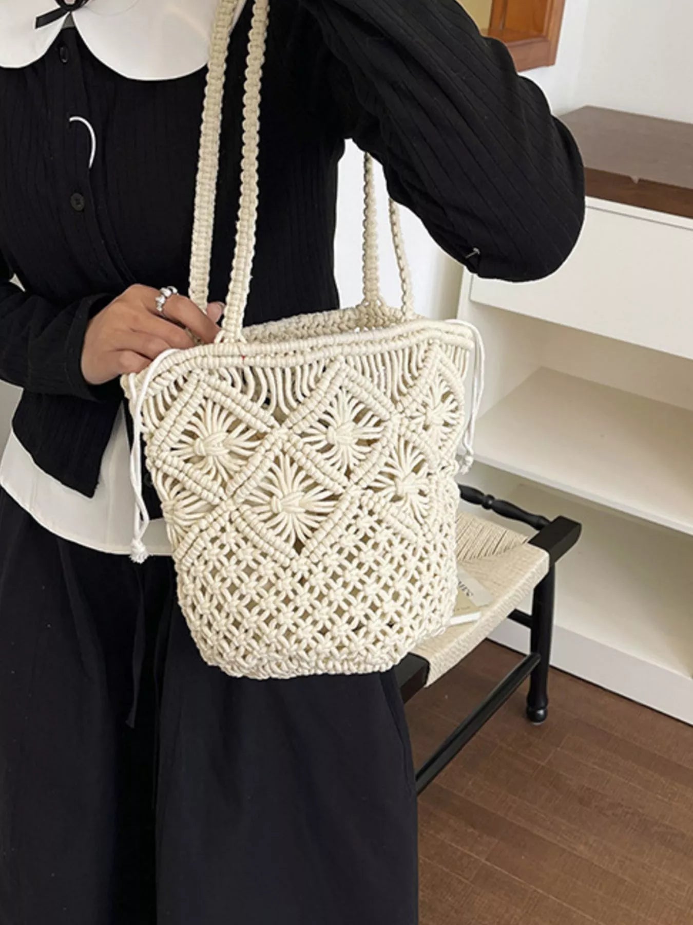 Crochet Bucket Shoulder Bag