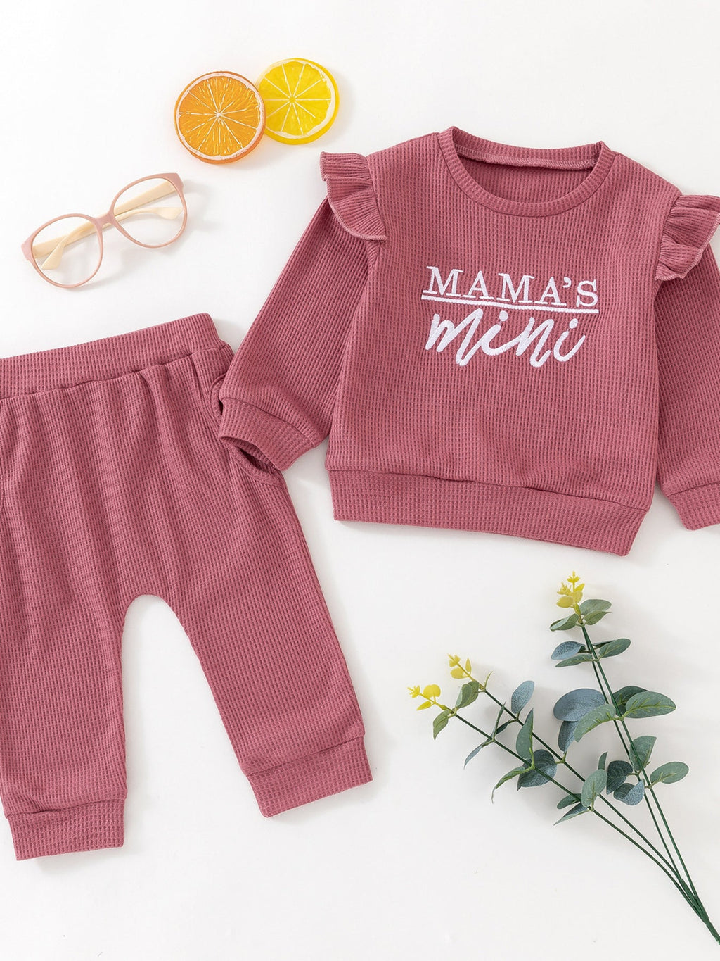 Children's Letter Ruffled Trim Top and Pants Set