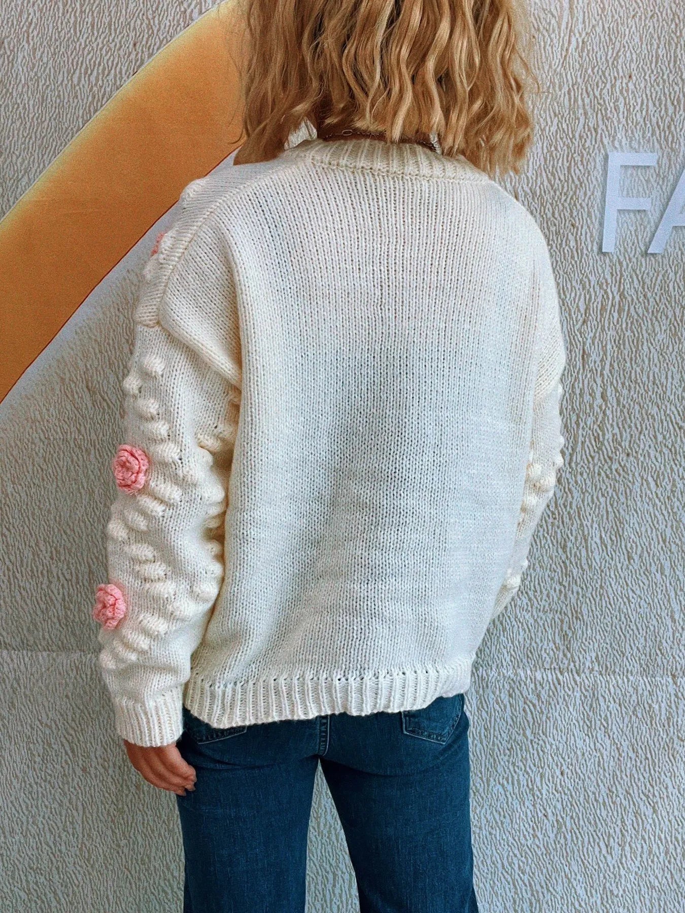 Flower Button Up Long Sleeve Cardigan