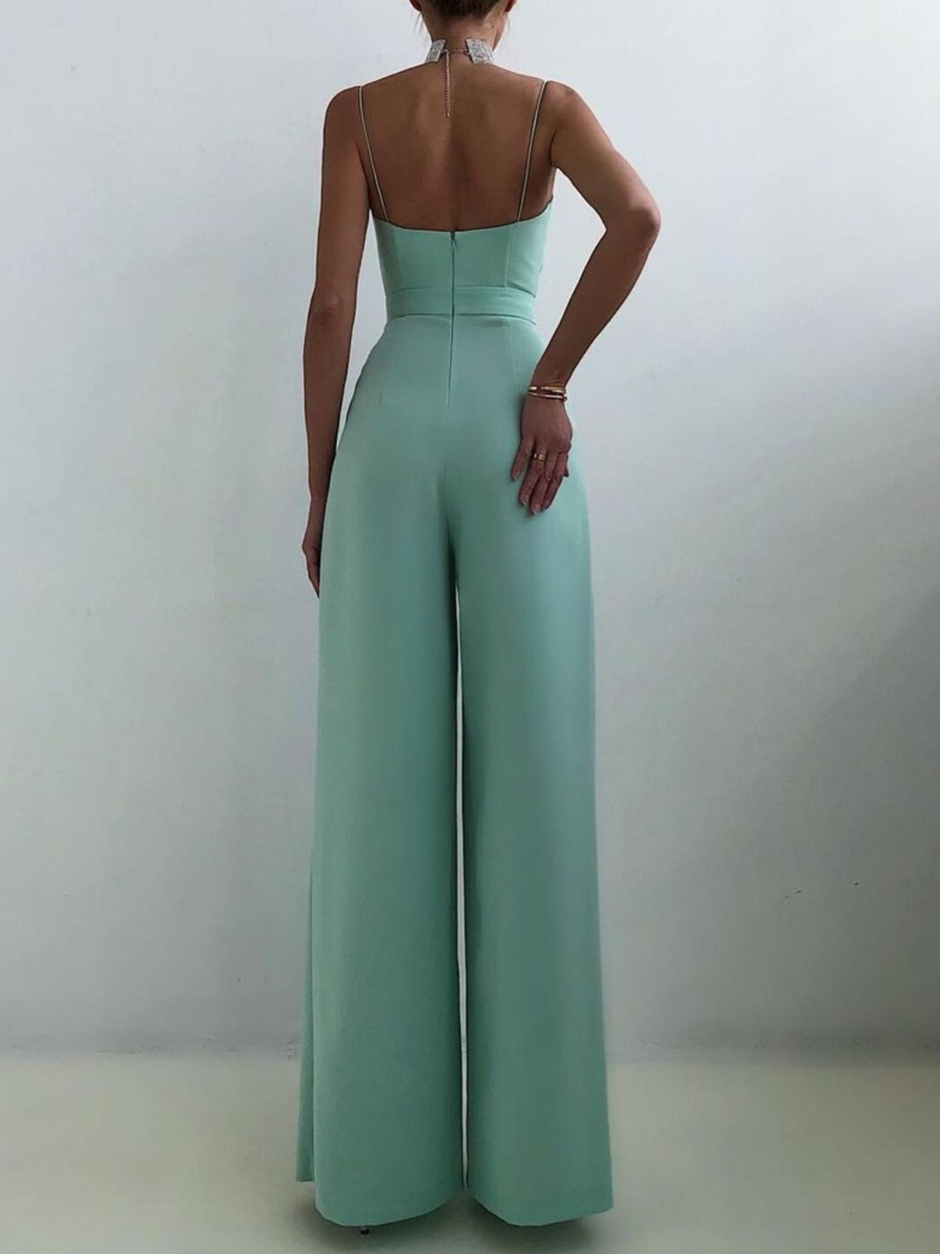 Full Size Spaghetti Strap Wide Leg Jumpsuit Plus Size