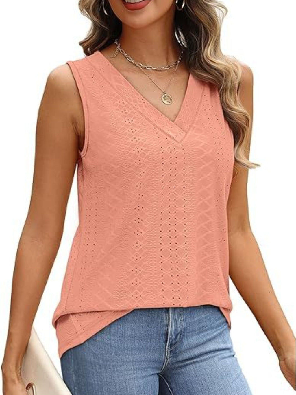 Eyelet V-Neck Tank