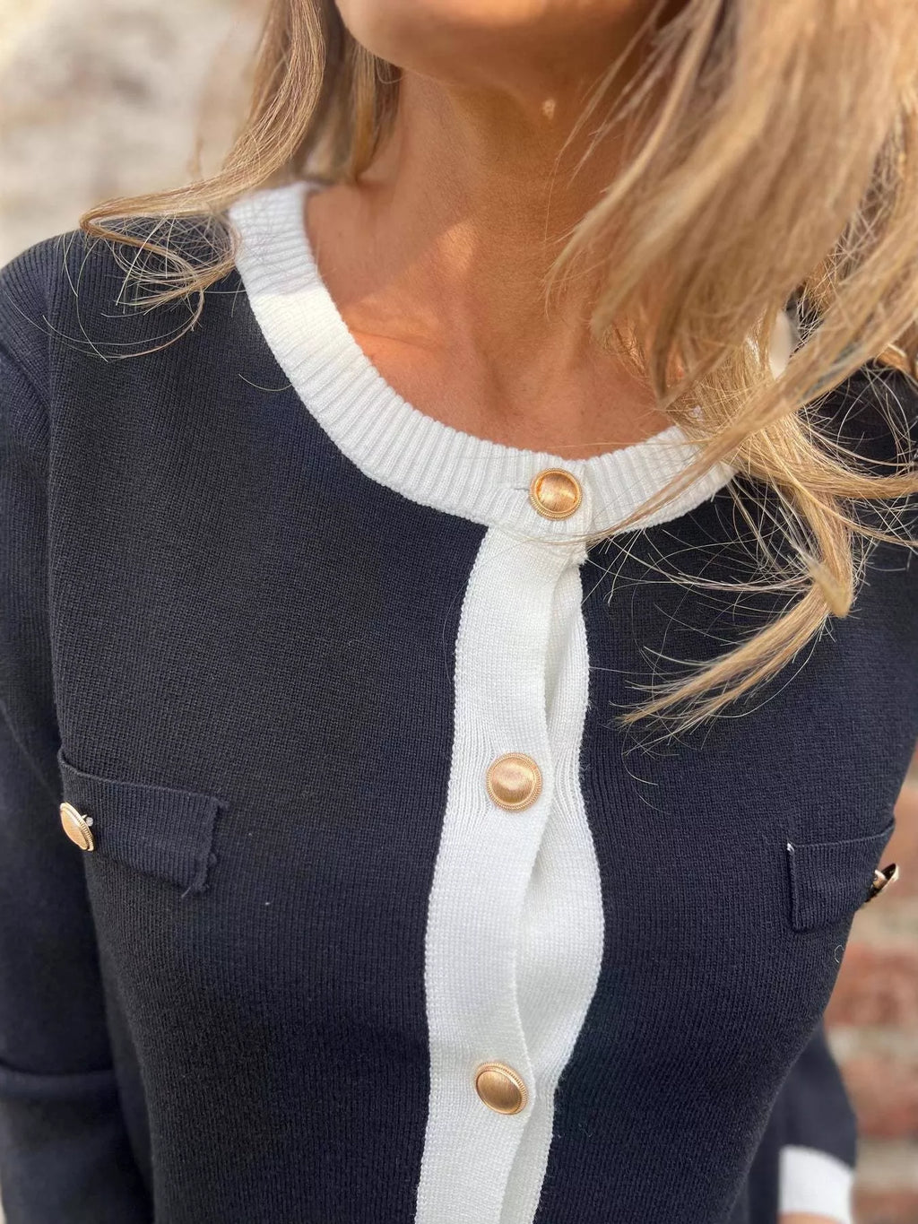 Contrast Trim Button Up Cardigan