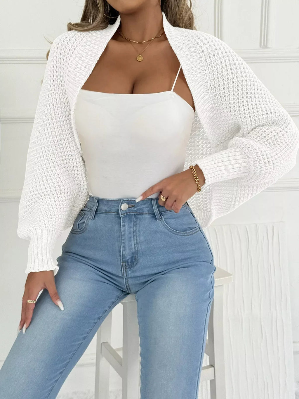 Open Front Batwing Sleeve Cardigan