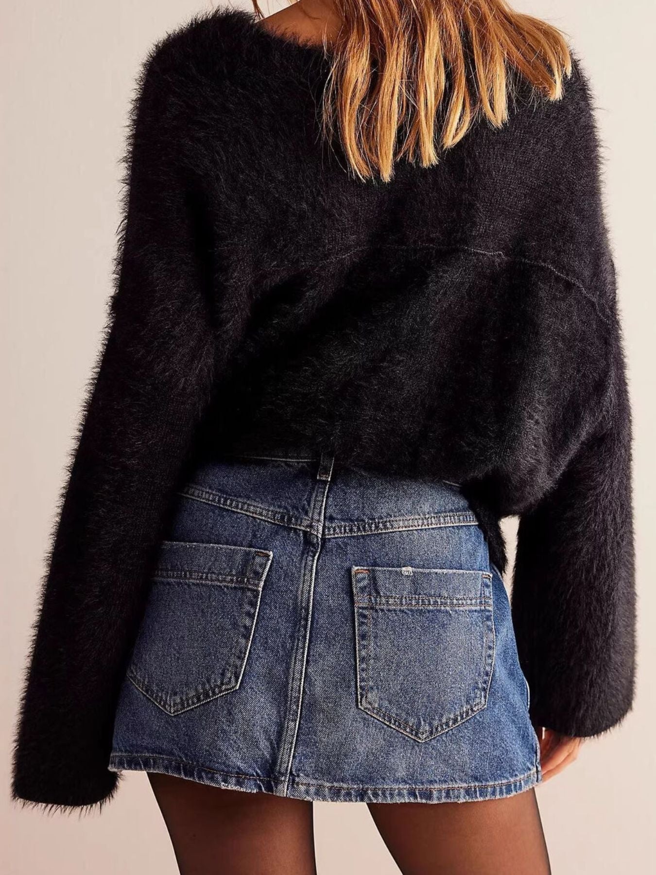 Asymmetrical Button-Front Denim Skort