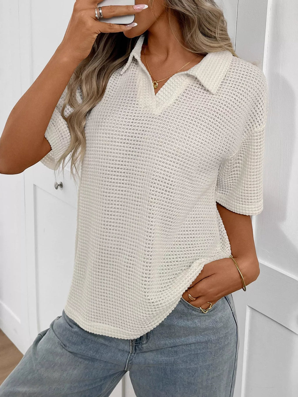 Striped Knit Short Sleeve Top