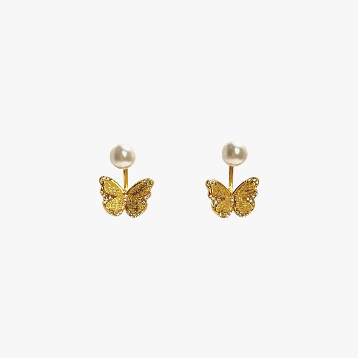 18K Gold-Plated Pearl Butterfly Earrings
