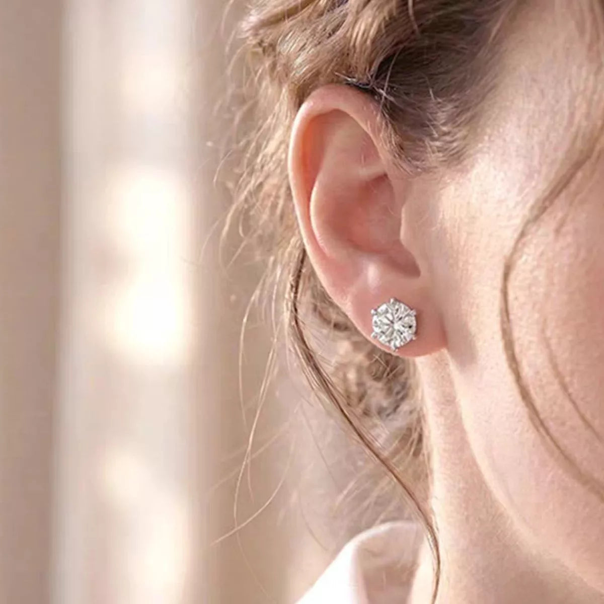 2 Carat 925 Sterling Silver Moissanite Stud Earrings
