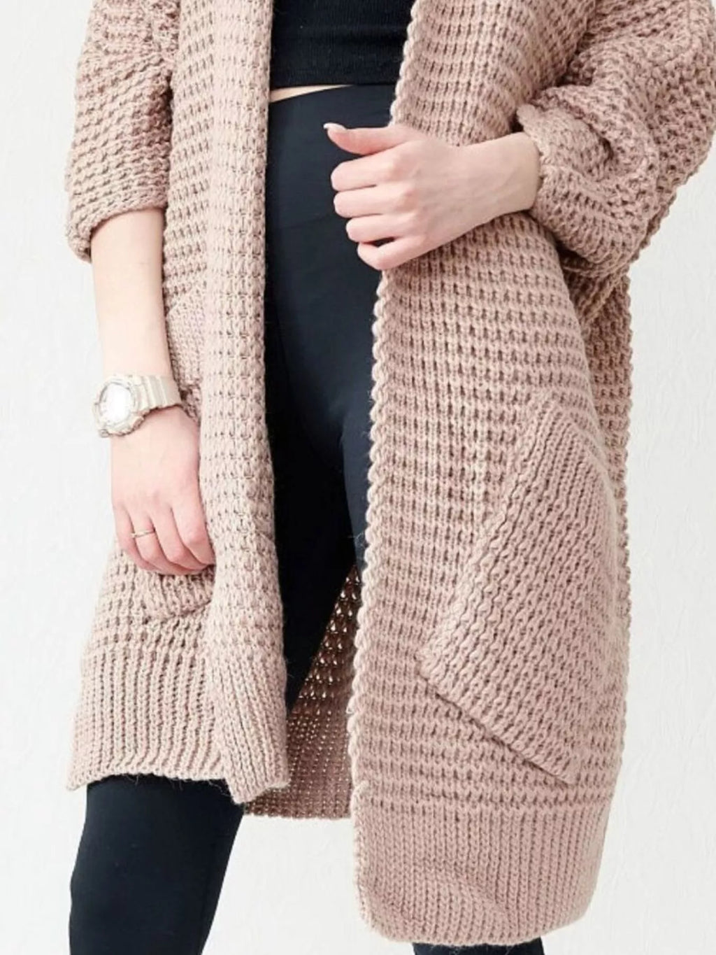 Full Size Chunky Knit Open Front Cardigan Plus Size