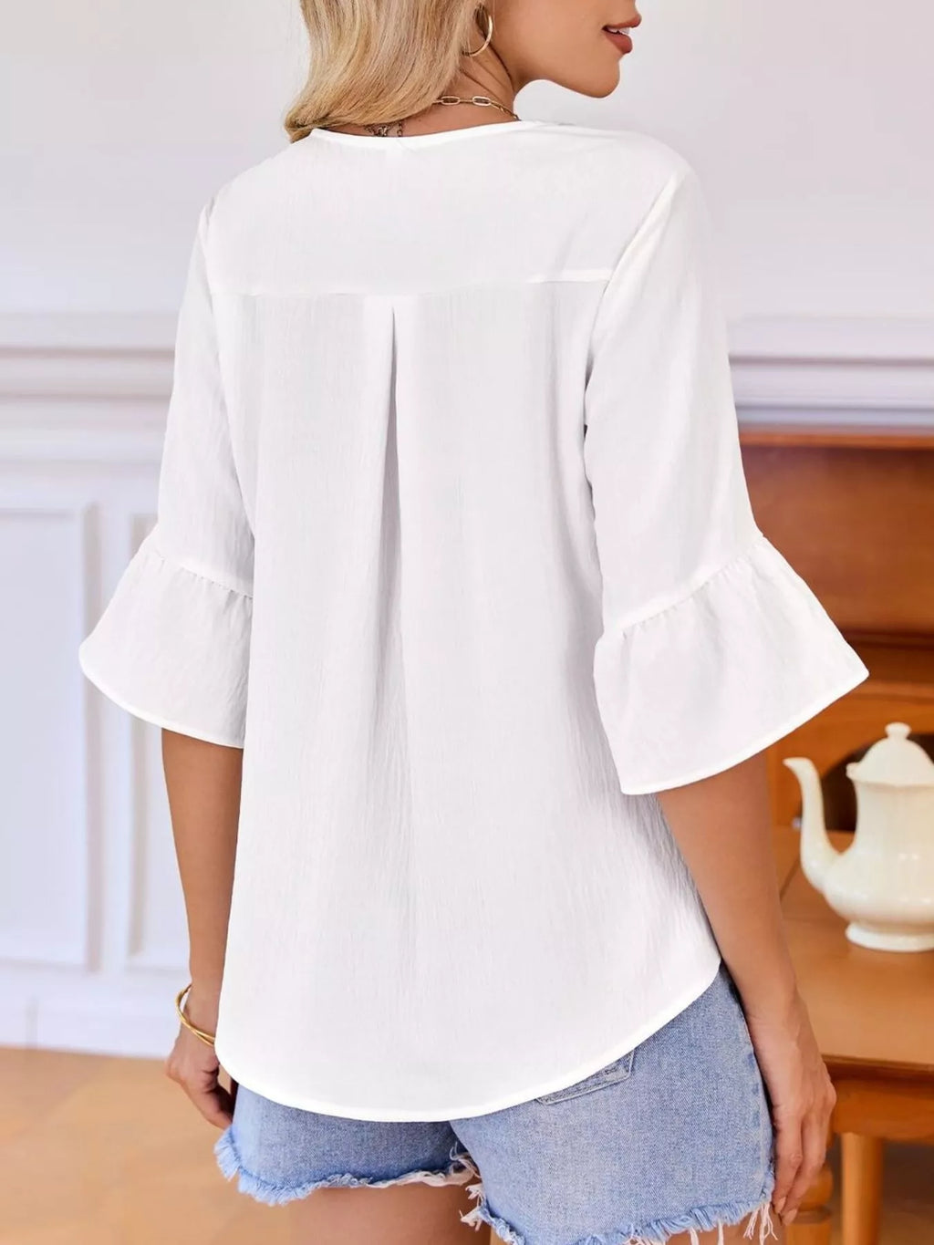 Ruffled Flounce Sleeve Blouse