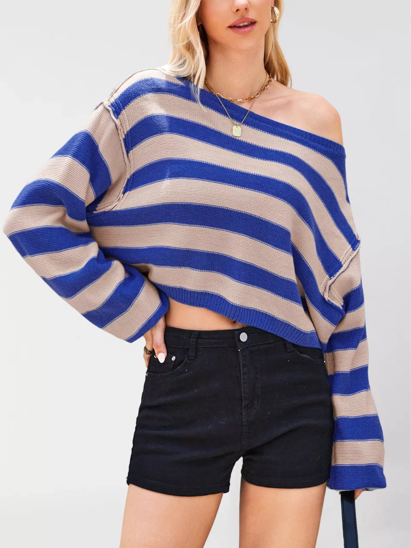 Striped Dropped Shoulder Sweater