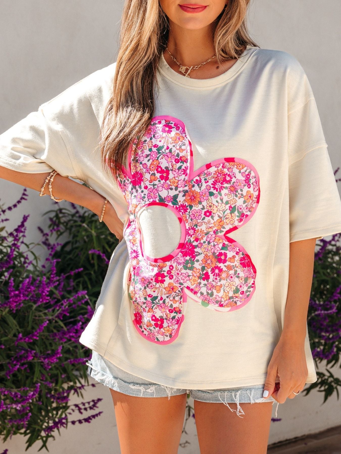 Floral Half Sleeve Oversized Top