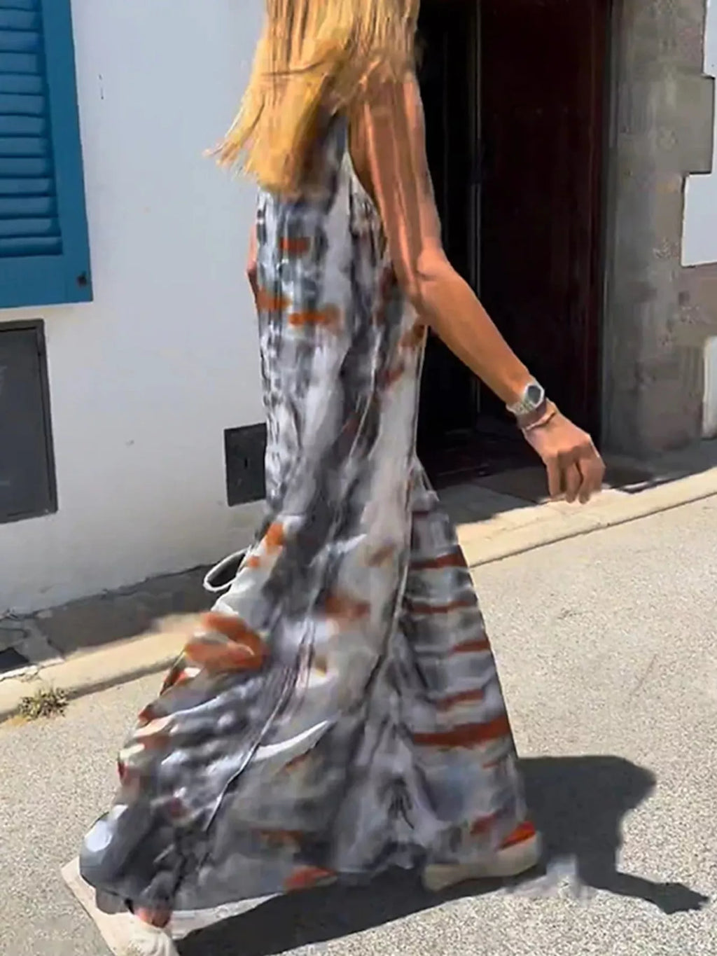 Tie-Dye V-Neck Maxi Dress