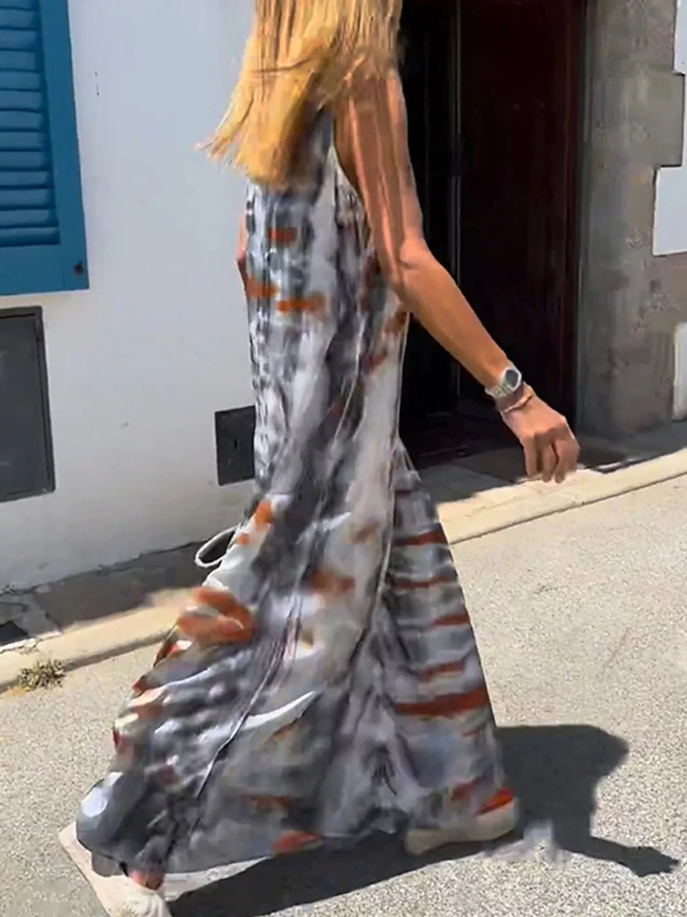Tie-Dye V-Neck Maxi Dress