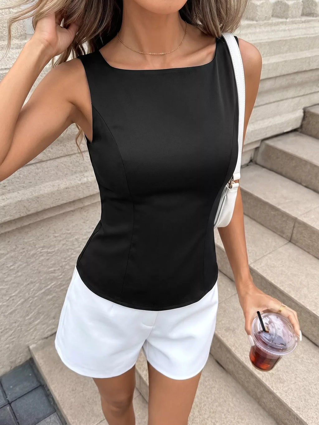 Cutout Back Sleeveless Top