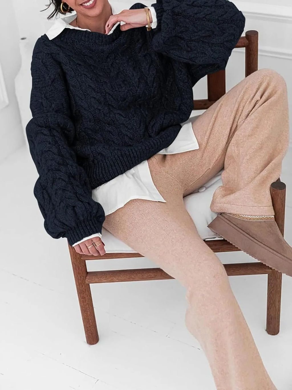 Cable Knit Long Sleeve Sweater