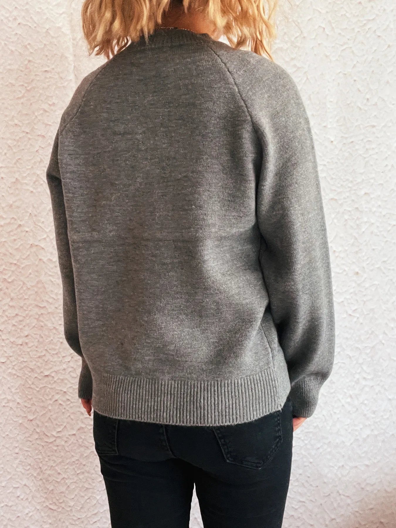 Button-Front Long Sleeve Sweater
