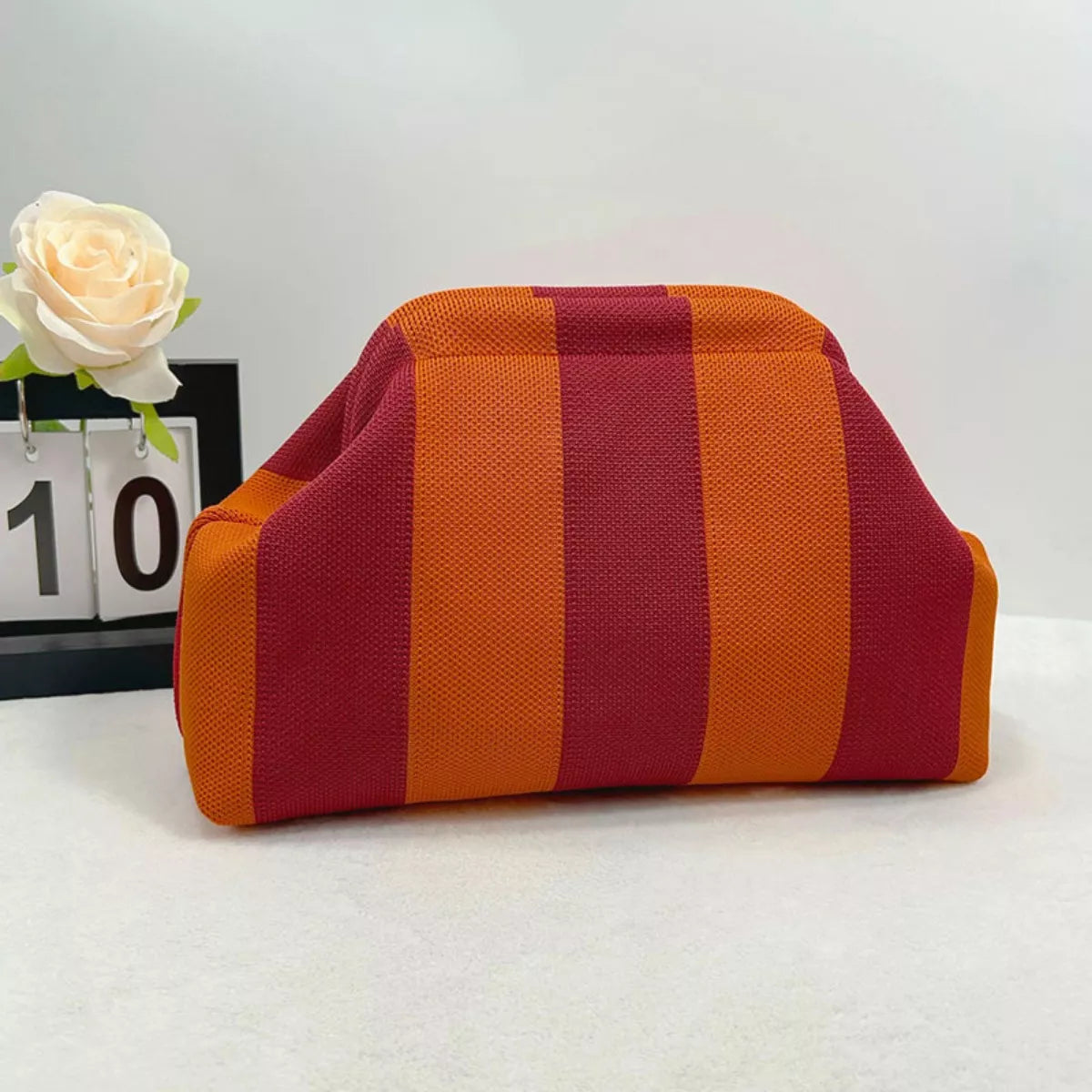 Portable Contrast Knit Clutch