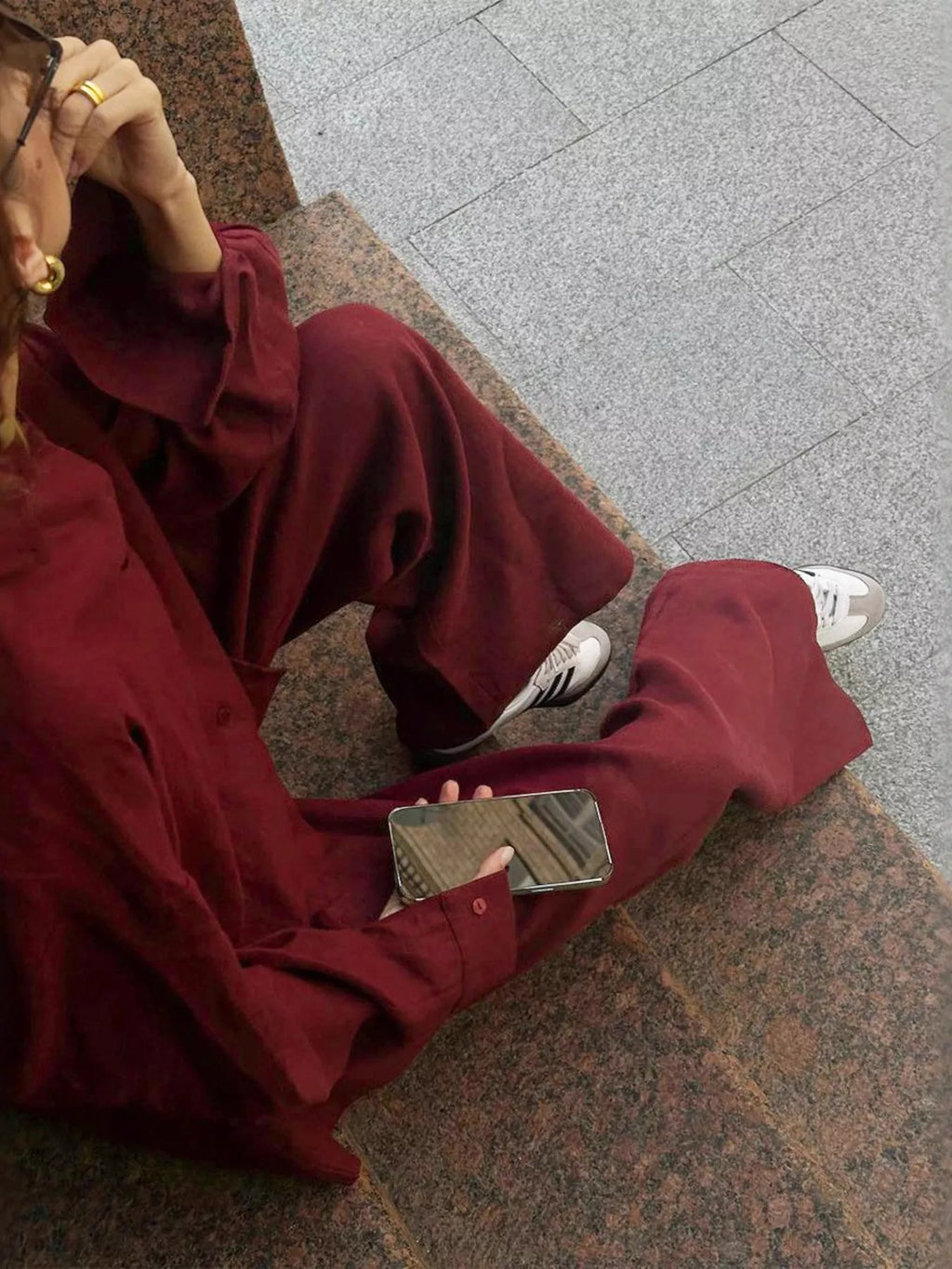 Relaxed Fit Button Up Shirt and Pants Two-Piece Set