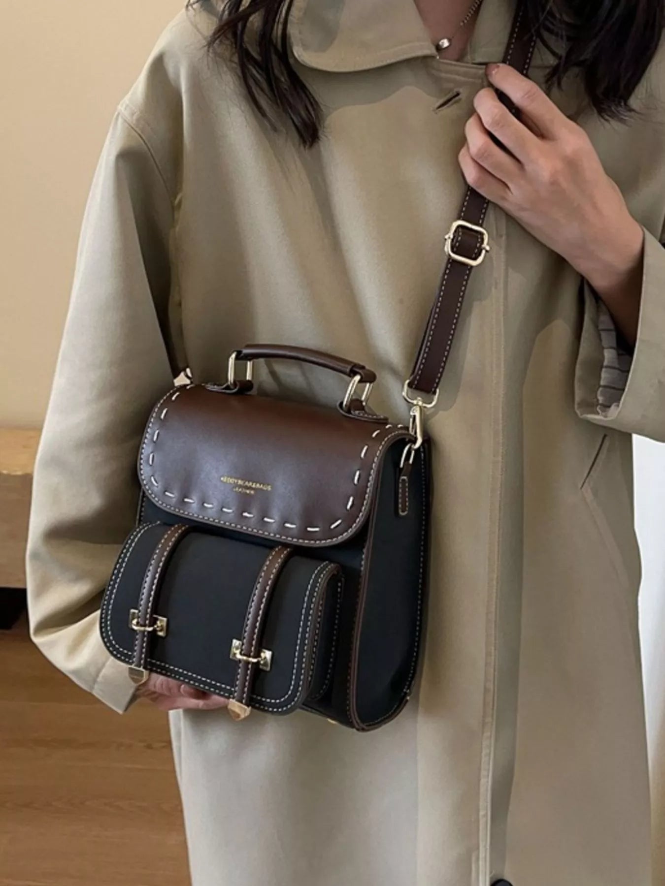 Vintage Style Leather Backpack Bag
