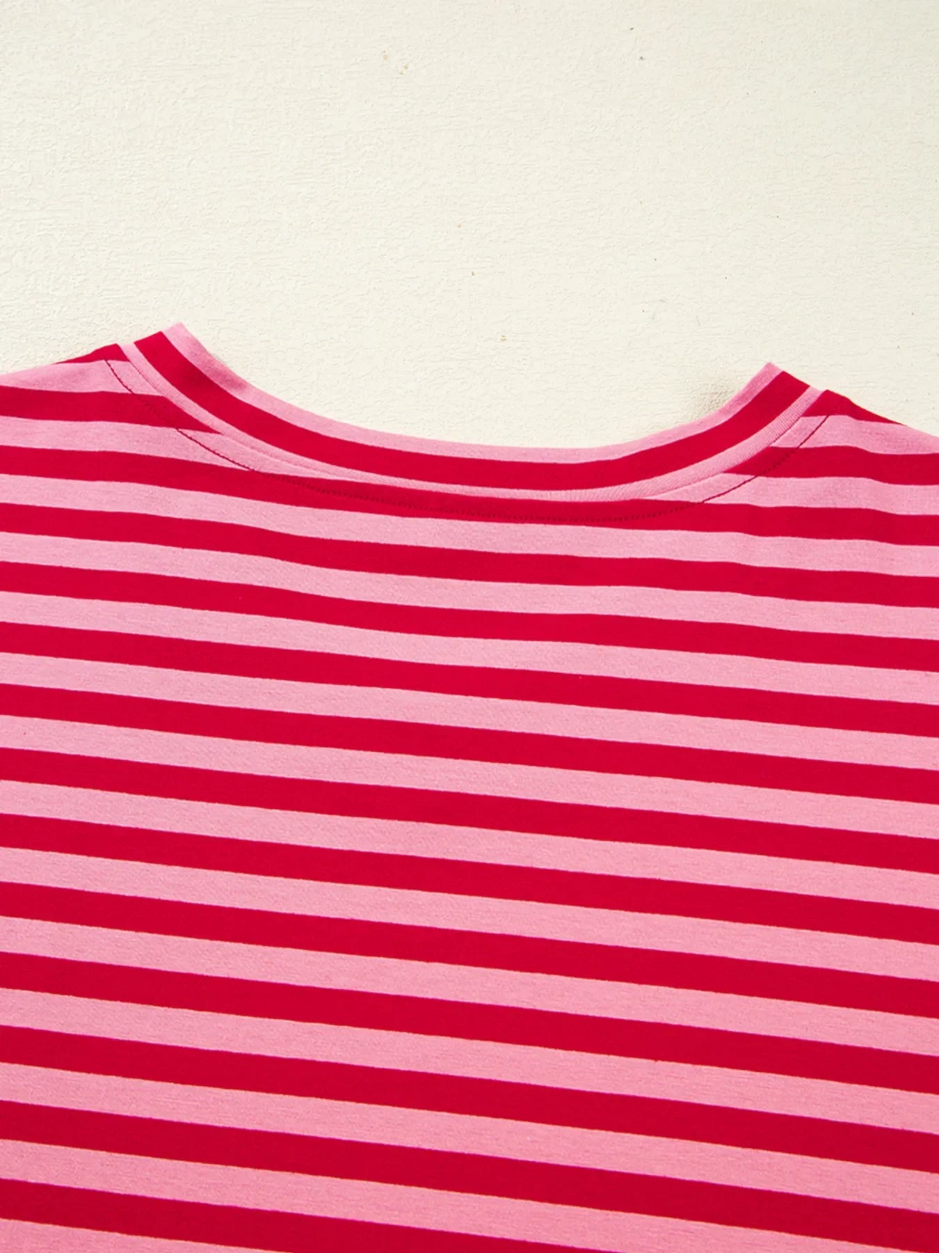 Contrast Striped Drop Shoulder V Neck Top