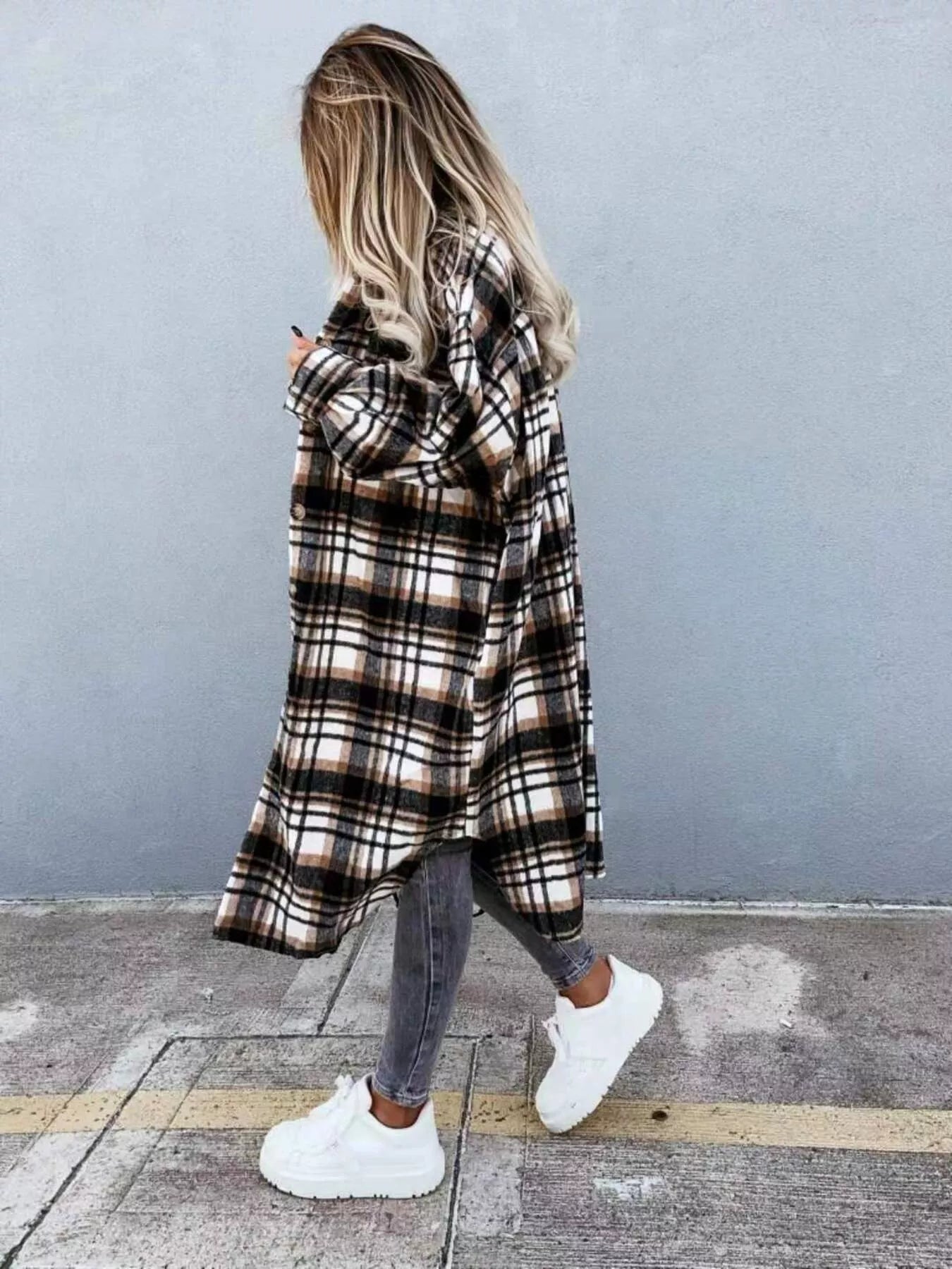 Plaid Button Up Longline Shacket