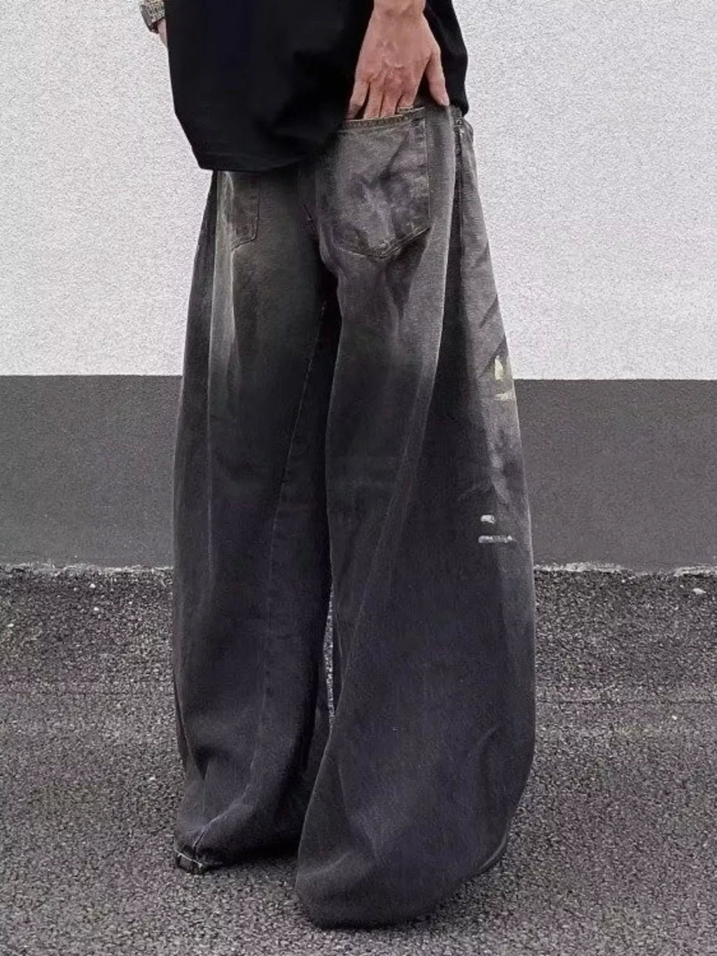 Men's Full Size Wide Leg Distressed Jeans Plus Size