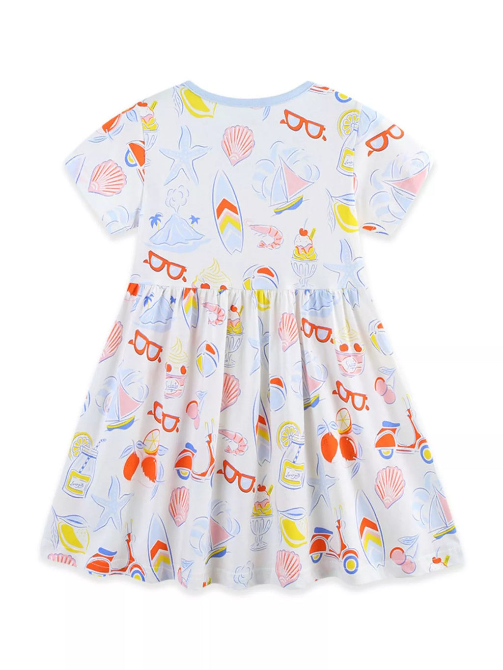 Children's Printed Round Neck Short Sleeve Dress