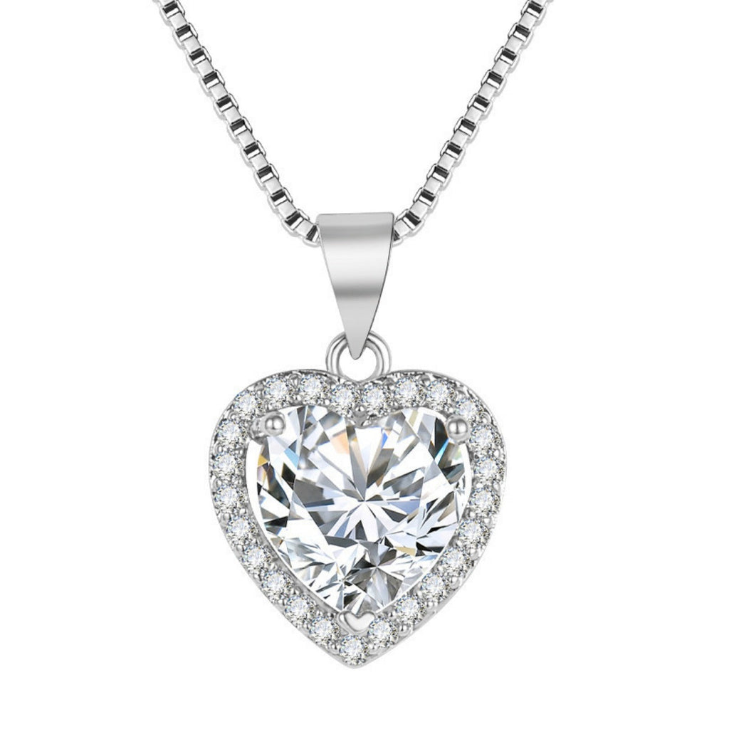 2 Carat Moissanite 925 Sterling Silver Heart Pendant Necklace
