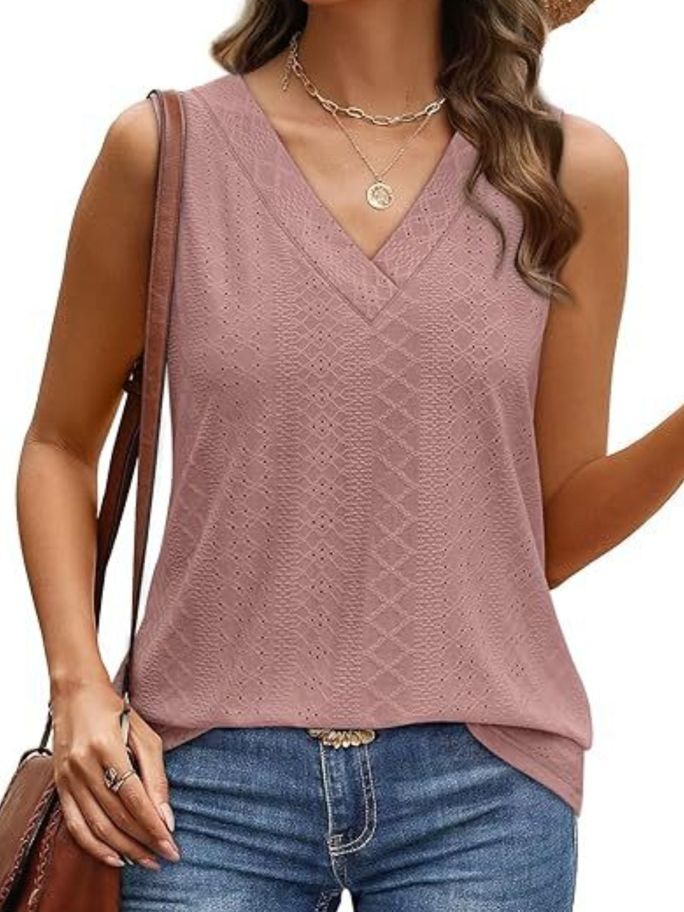 Eyelet V-Neck Tank