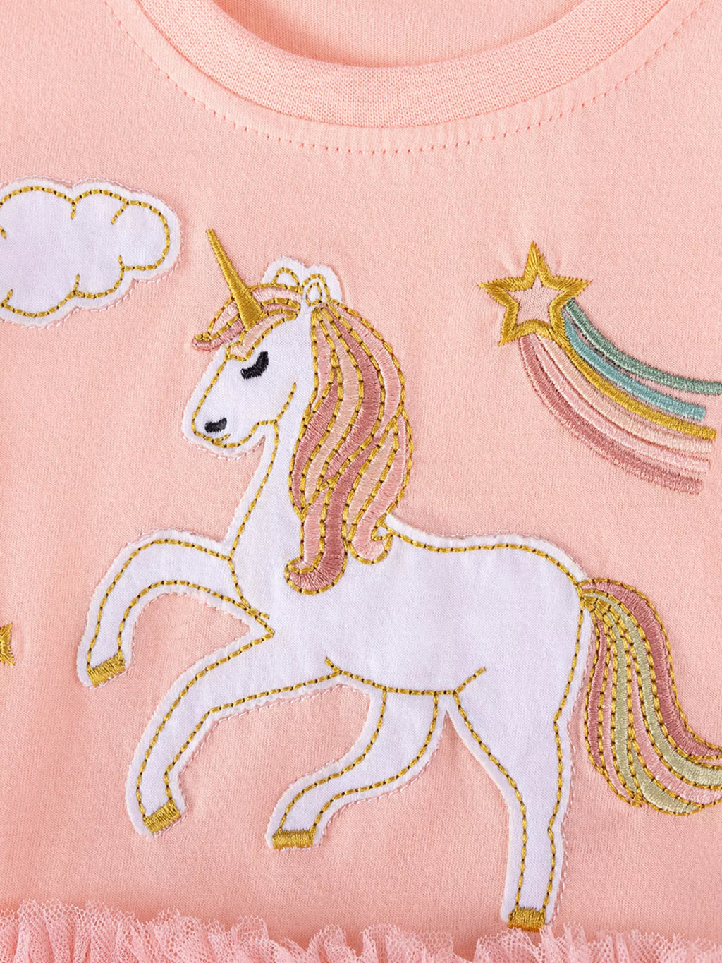 Children's Unicorn Ruffle Sleeve Tulle Dress