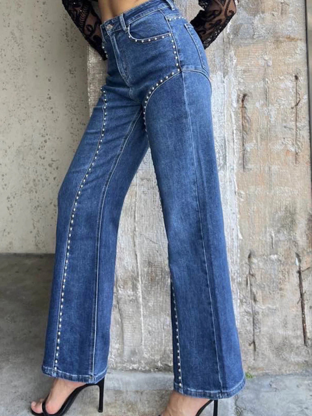 Studded Wide Leg Jeans