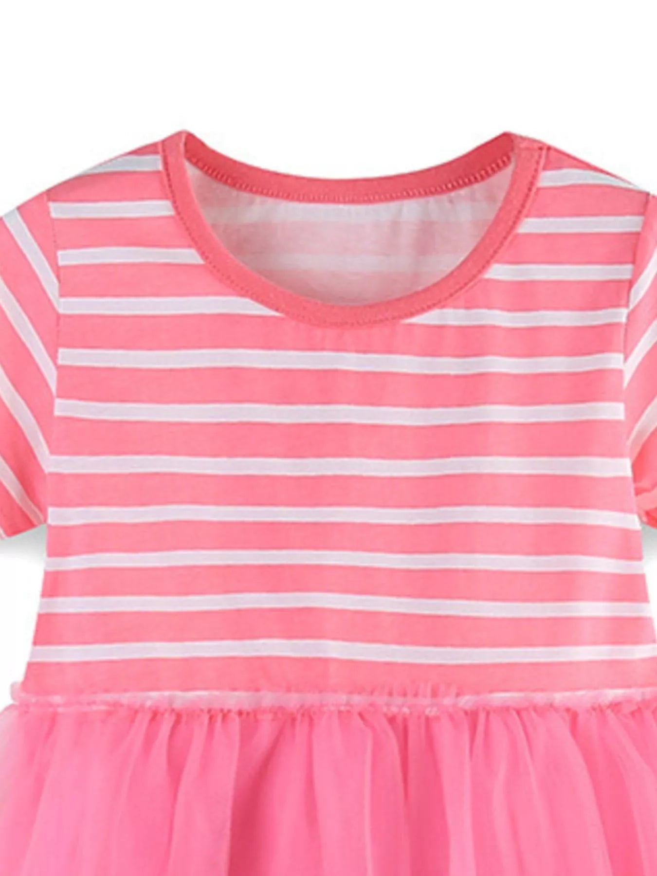 Children's Striped Tulle Dress with Bunny Applique