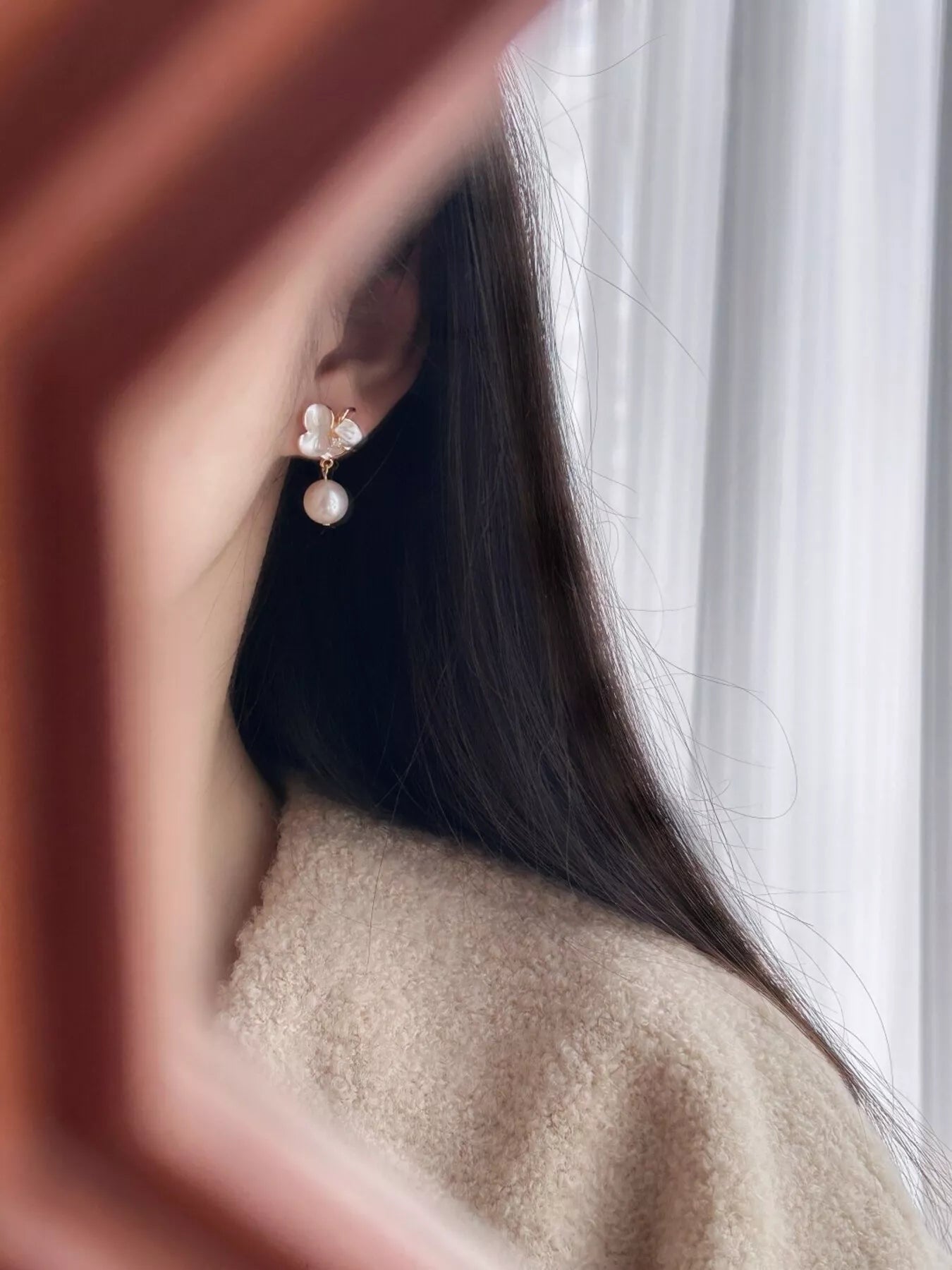 Floral Pearl Drop Earrings
