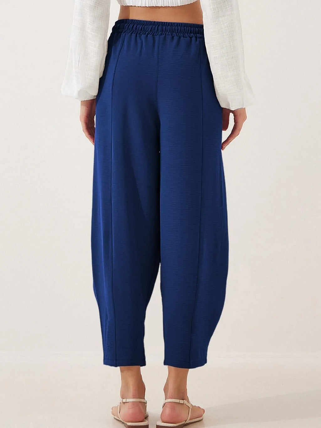 Full Size Drawstring Wide Leg Cropped Pants Plus Size