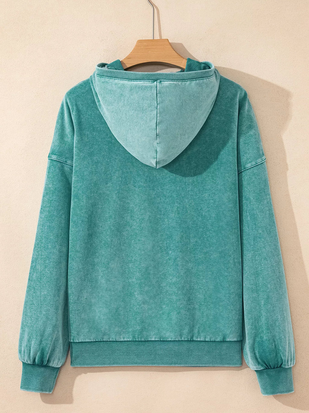 Half Zip Kangaroo Pocket Mineral Wash Baggy Hoodie
