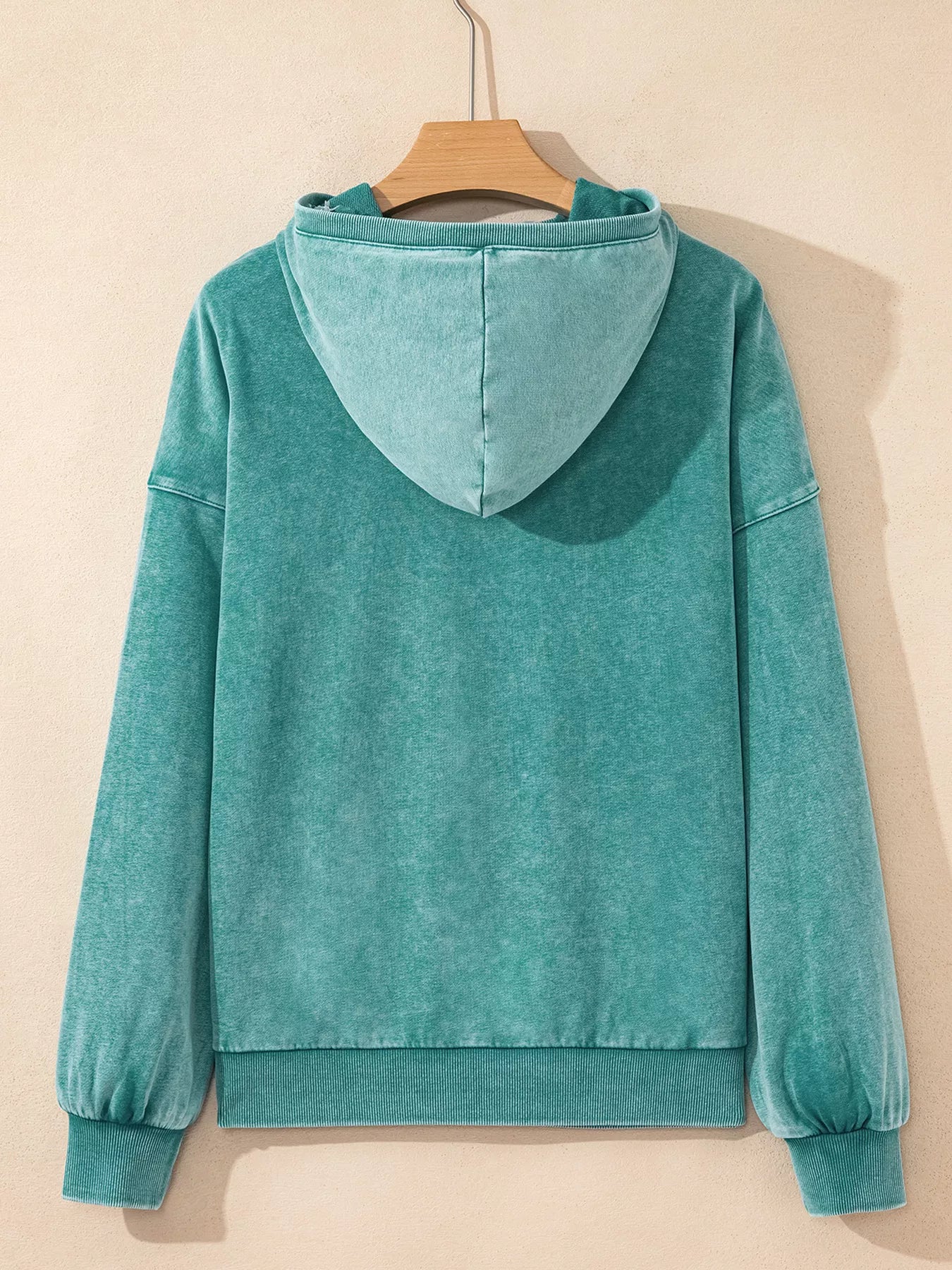 Half Zip Kangaroo Pocket Mineral Wash Baggy Hoodie