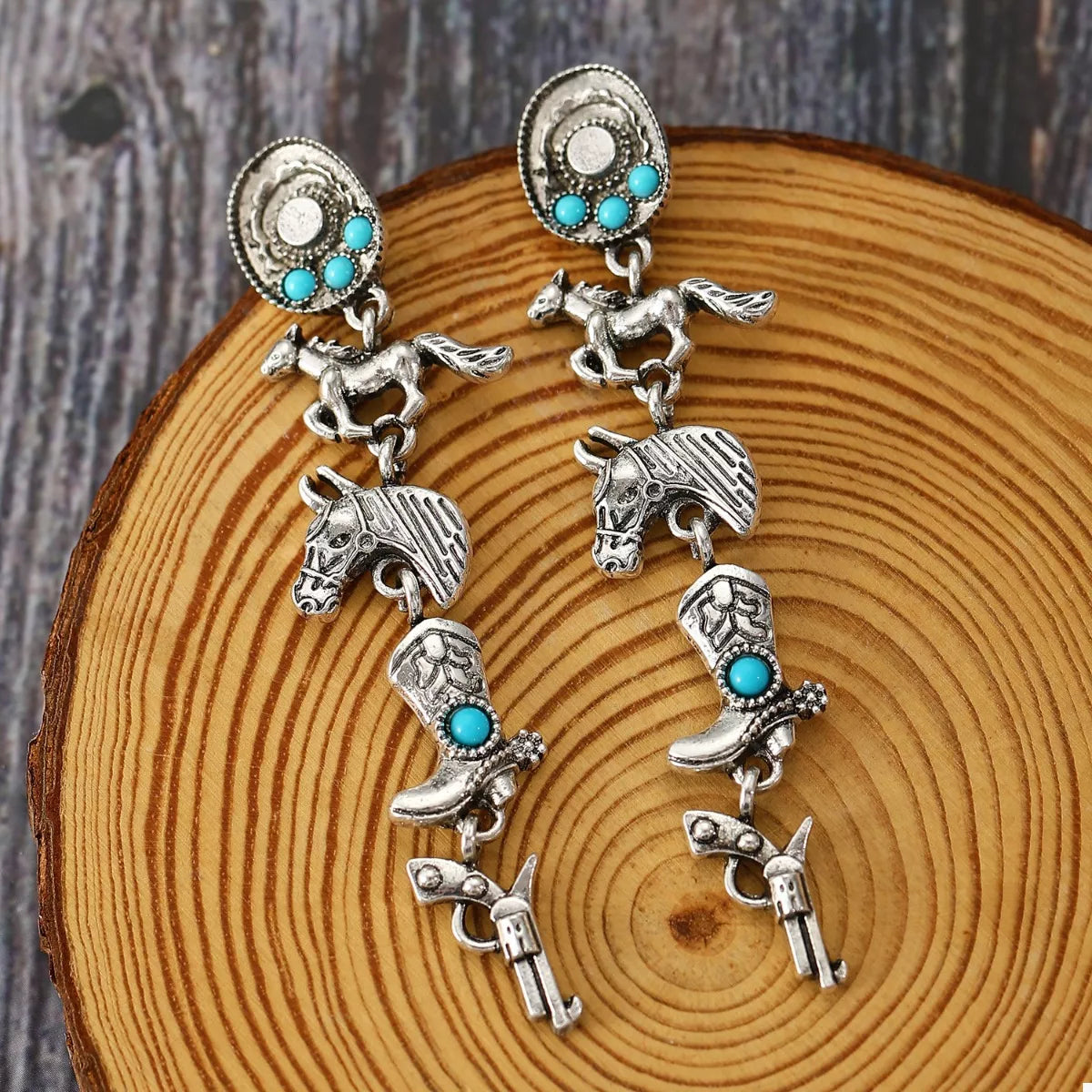 Western Style Turquoise Accent Earrings