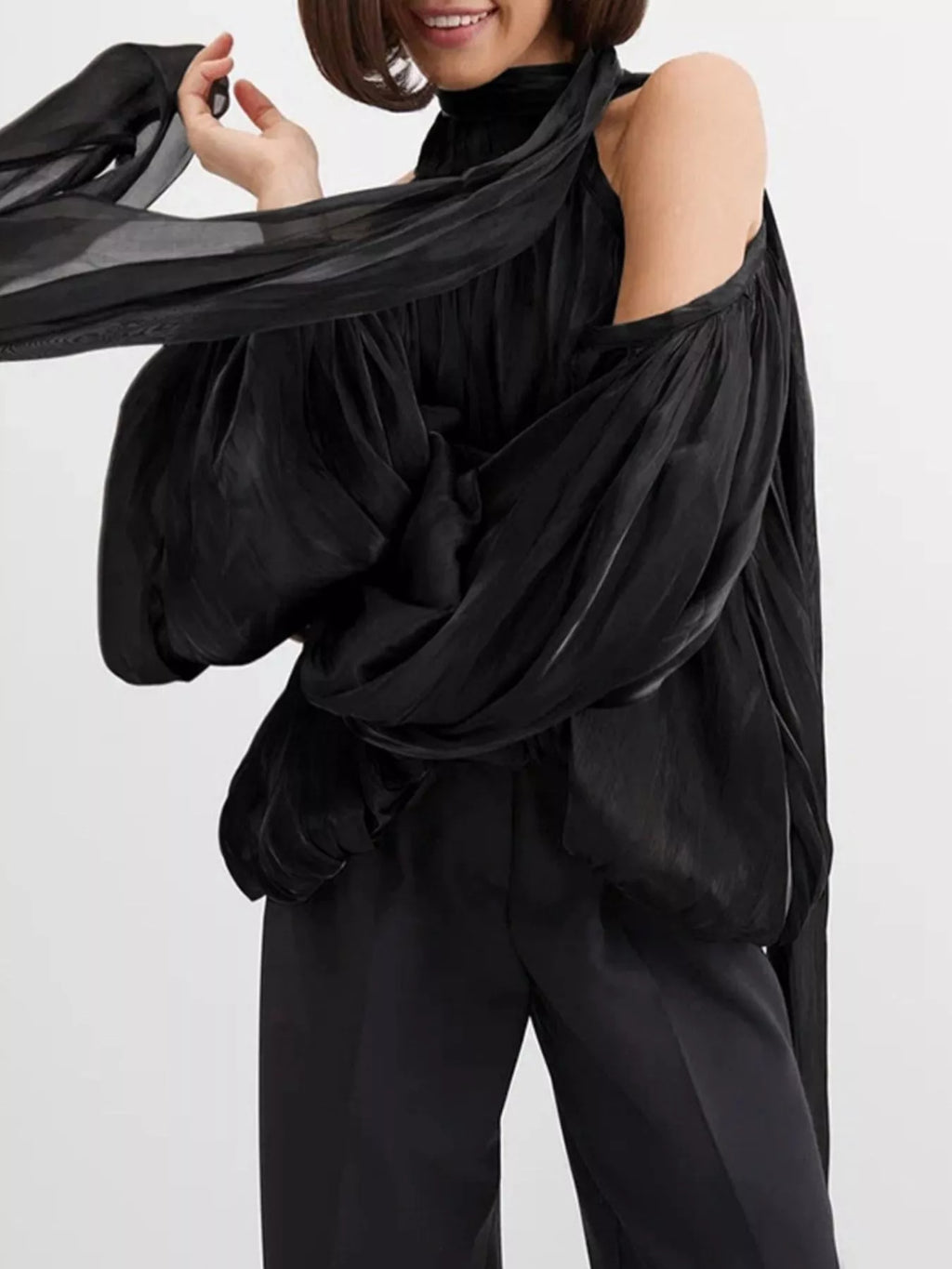 Cold Shoulder Long Sleeve Blouse