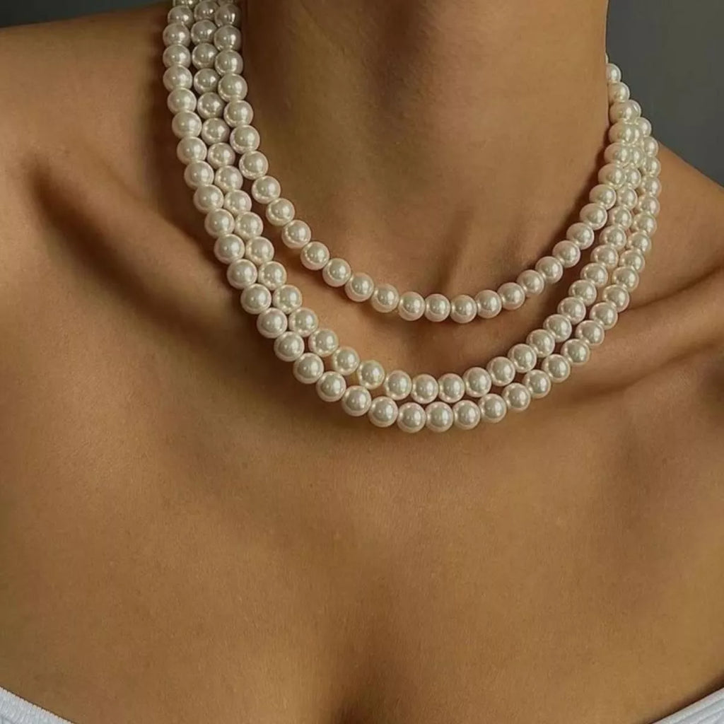 Three-Layered Pearl Necklace