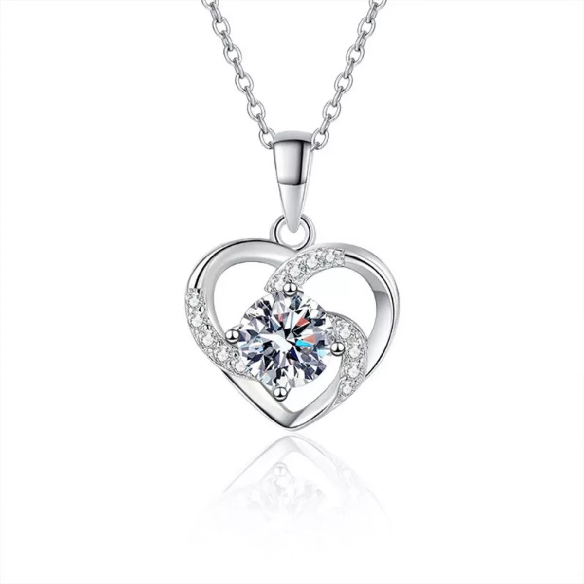 925 Sterling Silver Zircon Heart Necklace