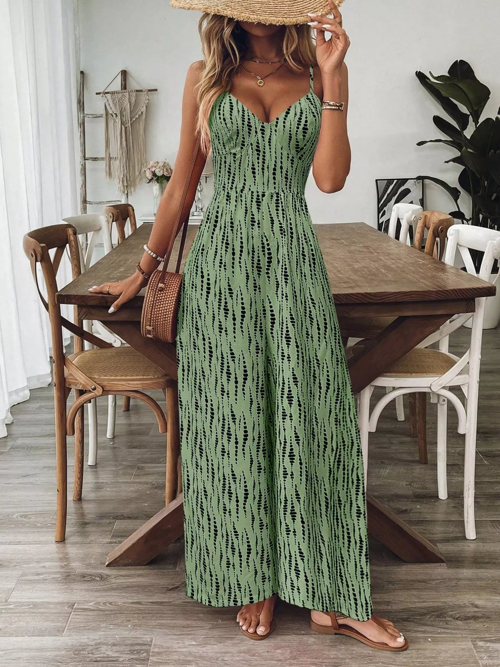 Spaghetti Strap Wide Leg Jumpsuit