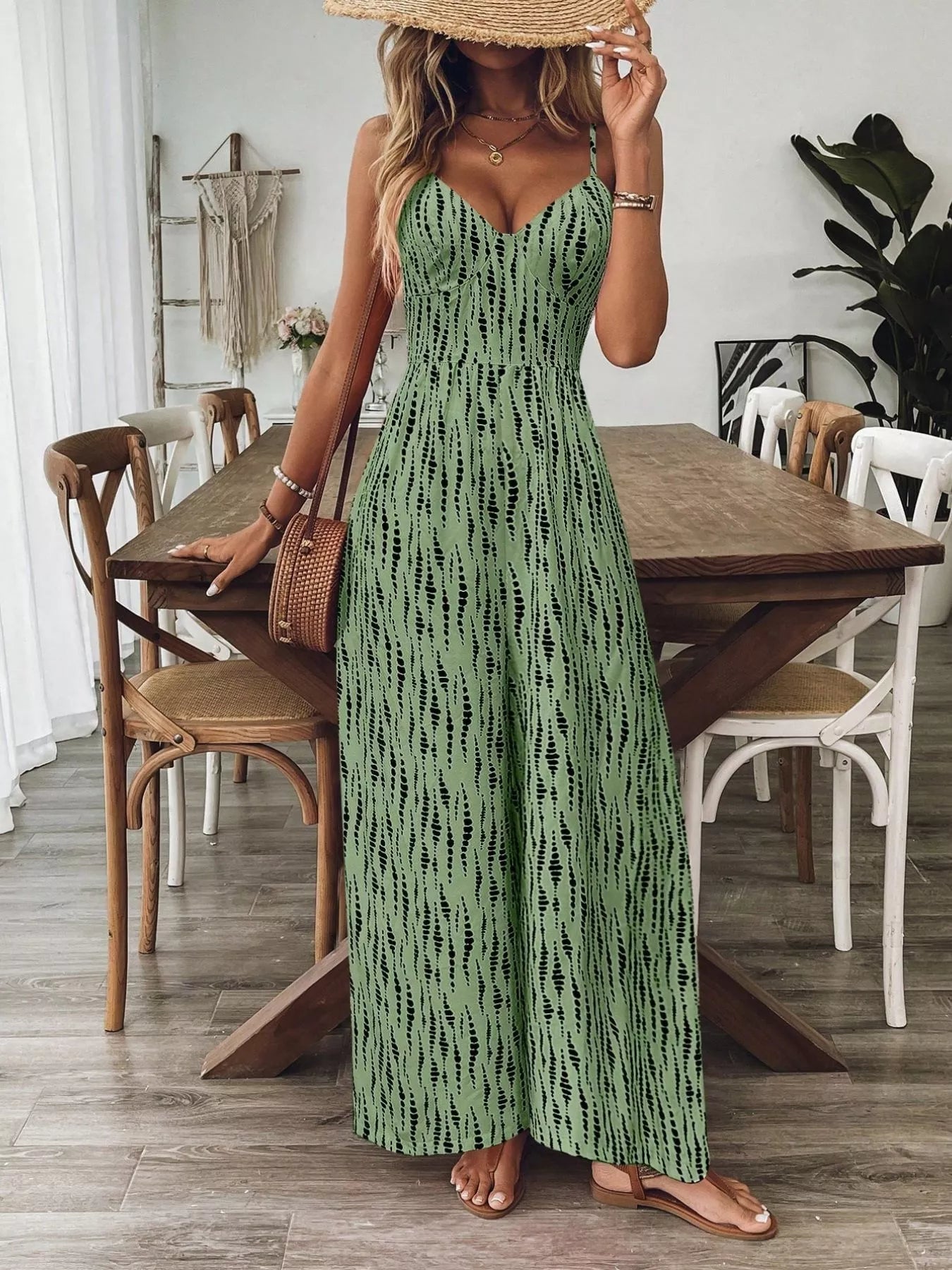 Spaghetti Strap Wide Leg Jumpsuit