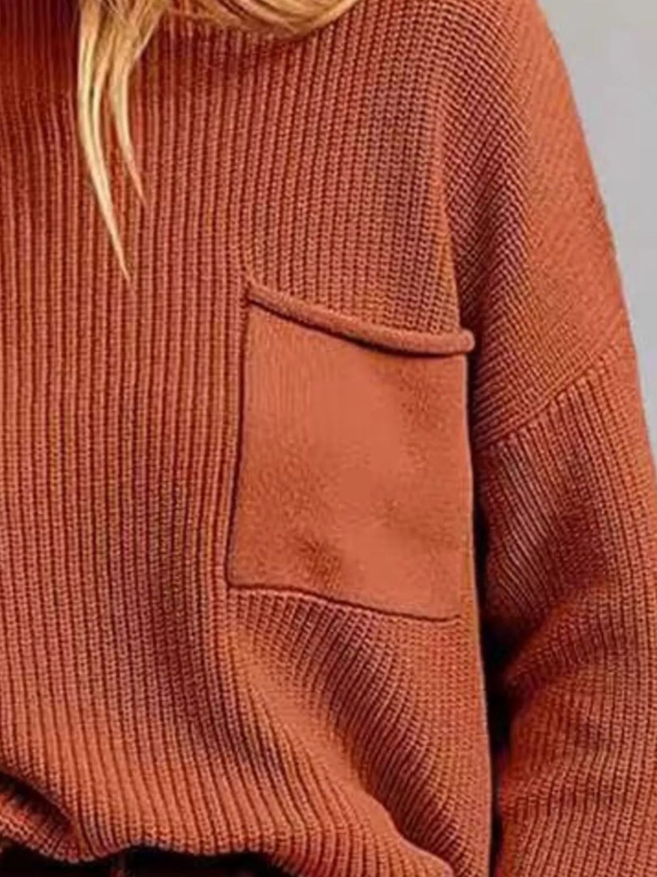 Pocket Detail Dropped Shoulder Sweater
