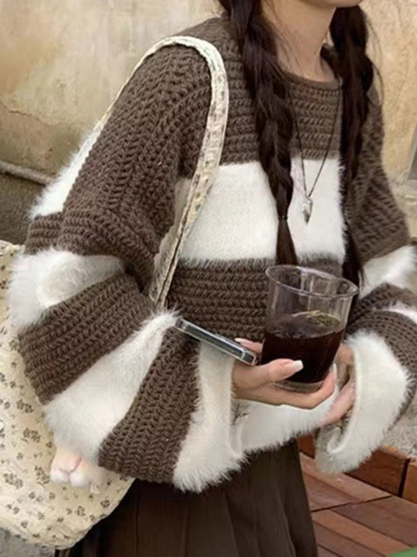 Color Block Dropped Shoulder Sweater
