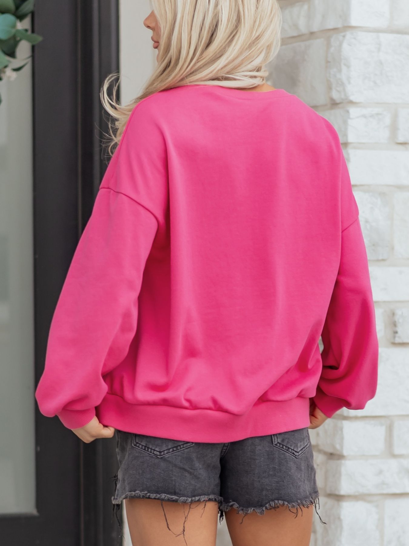 Lucky Clover Embroidered Loose Pullover Sweatshirt